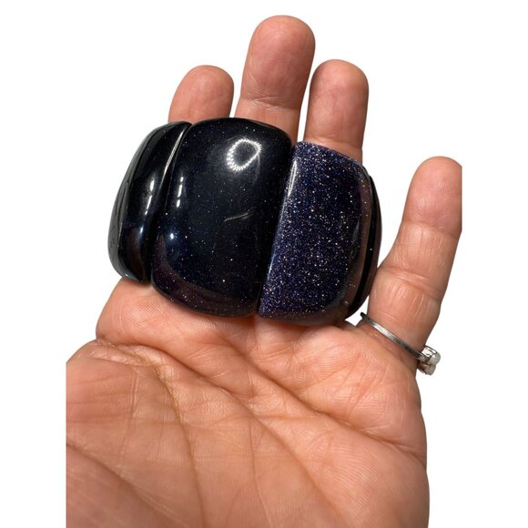 Lola Rose Blue Goldstone Stretch Bracelet With Chunky Sparkling Beads For Women - Picture 2 of 8